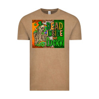 Vintage Coffee irish flag with shamrocks  dead inside but lucky Vintage Tee - AdoDesignShop