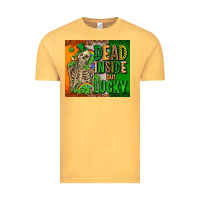 Vintage Mustard irish flag with shamrocks  dead inside but lucky Vintage Tee - AdoDesignShop