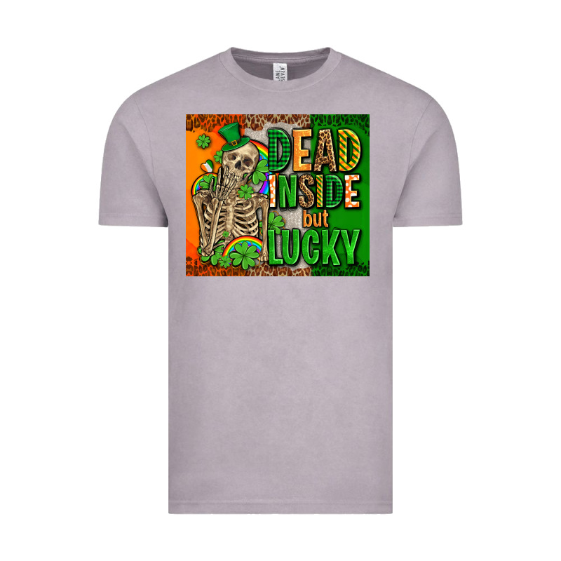 Irish Flag With Shamrocks  Dead Inside But Lucky Vintage Tee by AdoDesignShop | Teevron
