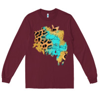 Burgundy glitter leopard turquoise patch Long Sleeve Tee - AdoDesignShop
