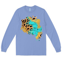 Colony Blue glitter leopard turquoise patch Long Sleeve Tee - AdoDesignShop