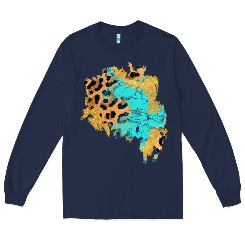 Glitter Leopard Turquoise Patch Long Sleeve Tee by AdoDesignShop | Teevron