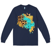 Navy glitter leopard turquoise patch Long Sleeve Tee - AdoDesignShop