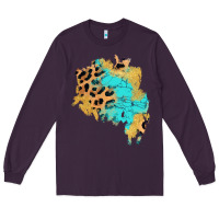 Plum glitter leopard turquoise patch Long Sleeve Tee - AdoDesignShop