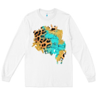 White glitter leopard turquoise patch Long Sleeve Tee - AdoDesignShop