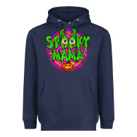Navy Spooky Mama Heavyweight Hoodie - BundleAndBundleShop