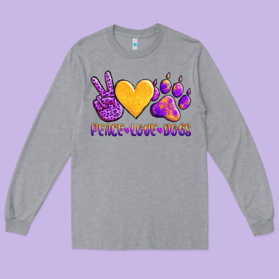 Peace Love Dogs Long Sleeve Tee Designed By Adodesignshop