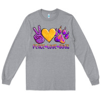 Heather Grey peace love dogs Long Sleeve Tee - AdoDesignShop