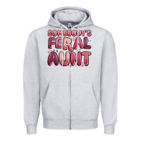 Heather Grey somebodys feral aunt Zipper Hoodie - MaliasSmallBusiness