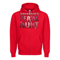 Red somebodys feral aunt Zipper Hoodie - MaliasSmallBusiness