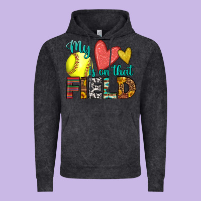My Heart Is On That Field Softball Vintage Hoodie Designed By Hra Design Shop