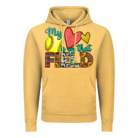 Vintage Mustard my heart is on that field softball Vintage Hoodie - HRA Design Shop