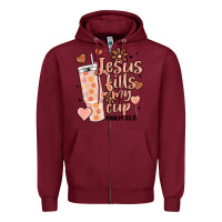 Burgundy valentine jesus fills my cup Zipper Hoodie - MaliasSmallBusiness