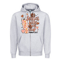 Heather Grey valentine jesus fills my cup Zipper Hoodie - MaliasSmallBusiness