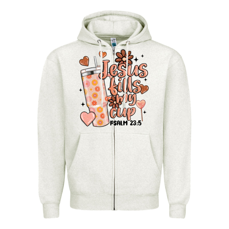Valentine Jesus Fills My Cup Zipper Hoodie by MaliasSmallBusiness | Teevron