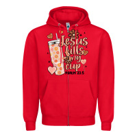 Red valentine jesus fills my cup Zipper Hoodie - MaliasSmallBusiness