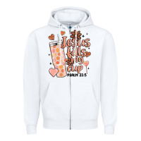 White valentine jesus fills my cup Zipper Hoodie - MaliasSmallBusiness
