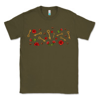 Army Green rosses and keys Classic Tee - AdoDesignShop