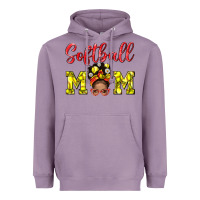Lavender Softball Mom And Afro Messy Bun Mom Heavyweight Hoodie - BundleAndBundleShop