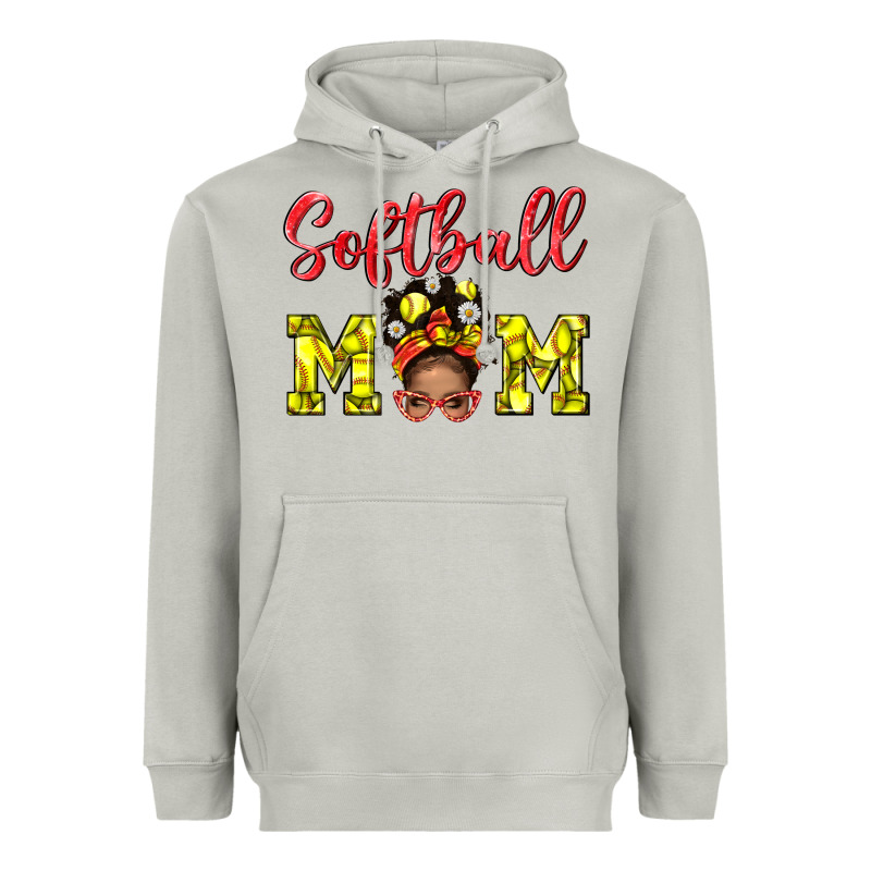 Softball Mom And Afro Messy Bun Mom Heavyweight Hoodie by BundleAndBundleShop | Teevron