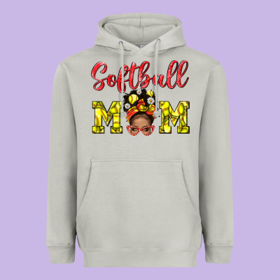 Softball Mom And Afro Messy Bun Mom Heavyweight Hoodie Designed By Bundleandbundleshop