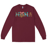 Burgundy mama with bear Long Sleeve Tee - Artiststas