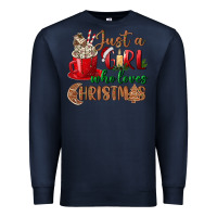 Navy just a girl who loves christmas Premium Sweatshirt - BundleAndBundleShop