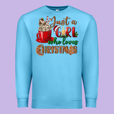 Just A Girl Who Loves Christmas Premium Sweatshirt Designed By Bundleandbundleshop