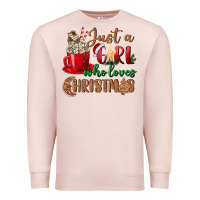 Pale Pink just a girl who loves christmas Premium Sweatshirt - BundleAndBundleShop