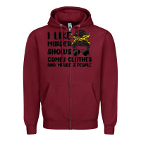 Burgundy i like murder shows comfy clothes and maybe 3 peop Zipper Hoodie - MaliasSmallBusiness