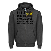 Charcoal Heather i like murder shows comfy clothes and maybe 3 peop Zipper Hoodie - MaliasSmallBusiness