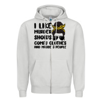 Dove Grey i like murder shows comfy clothes and maybe 3 peop Zipper Hoodie - MaliasSmallBusiness