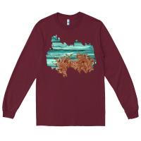 Burgundy wood leather patch Long Sleeve Tee - AdoDesignShop
