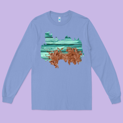 Wood Leather Patch Long Sleeve Tee Designed By Adodesignshop