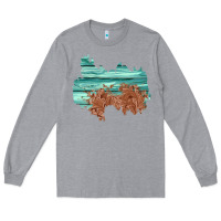 Heather Grey wood leather patch Long Sleeve Tee - AdoDesignShop