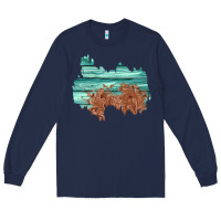 Navy wood leather patch Long Sleeve Tee - AdoDesignShop