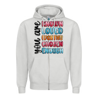 Dove Grey you are known loved worthy chosen enough Zipper Hoodie - MaliasSmallBusiness