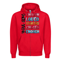 Red you are known loved worthy chosen enough Zipper Hoodie - MaliasSmallBusiness