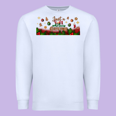 Just A Girl Who Loves Christmas Libbey Glass Premium Sweatshirt Designed By Bundleandbundleshop