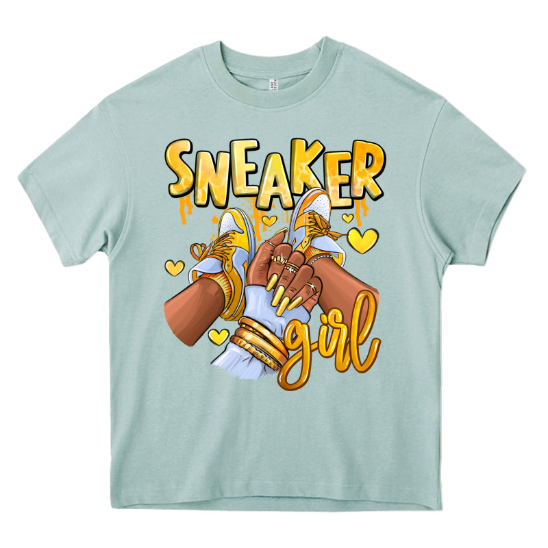 Yellow Sneaker Girl Afro Woman Heavy Core Tee by RanaPortraitStore | Teevron