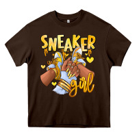 Chocolate Brown yellow sneaker girl afro woman Heavy Core Tee - RanaPortraitStore