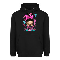 Black Warrior Mom Messy Bun With Flowers Heavyweight Hoodie - BundleAndBundleShop