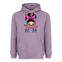 Lavender Warrior Mom Messy Bun With Flowers Heavyweight Hoodie - BundleAndBundleShop