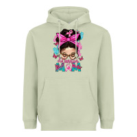 Warrior Mom Messy Bun With Flowers Heavyweight Hoodie | Teevron
