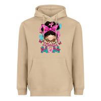 Mushroom Warrior Mom Messy Bun With Flowers Heavyweight Hoodie - BundleAndBundleShop
