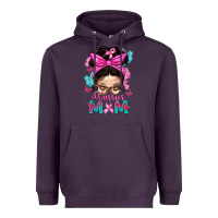 Plum Warrior Mom Messy Bun With Flowers Heavyweight Hoodie - BundleAndBundleShop