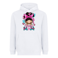 White Warrior Mom Messy Bun With Flowers Heavyweight Hoodie - BundleAndBundleShop