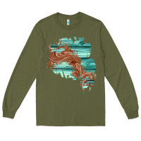 Army Green wood leather patch Long Sleeve Tee - AdoDesignShop