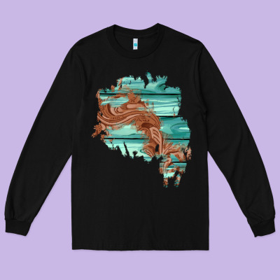 Wood Leather Patch Long Sleeve Tee Designed By Adodesignshop