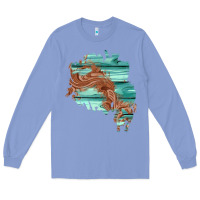 Colony Blue wood leather patch Long Sleeve Tee - AdoDesignShop